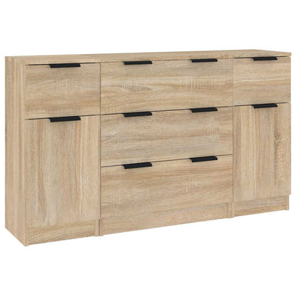 Set di Credenze 3 pz Rovere Sonoma in Legno Multistrato | homemem39