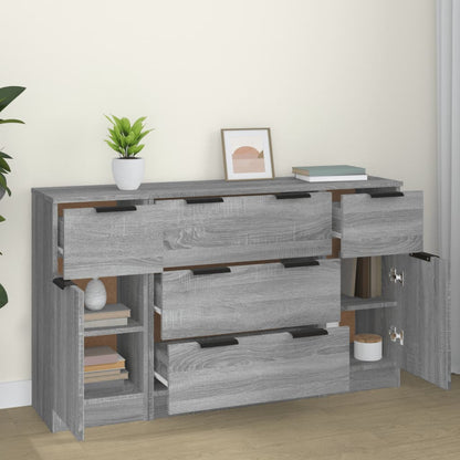 Set di Credenze 3 pz Grigio Sonoma in Legno Multistrato - homemem39
