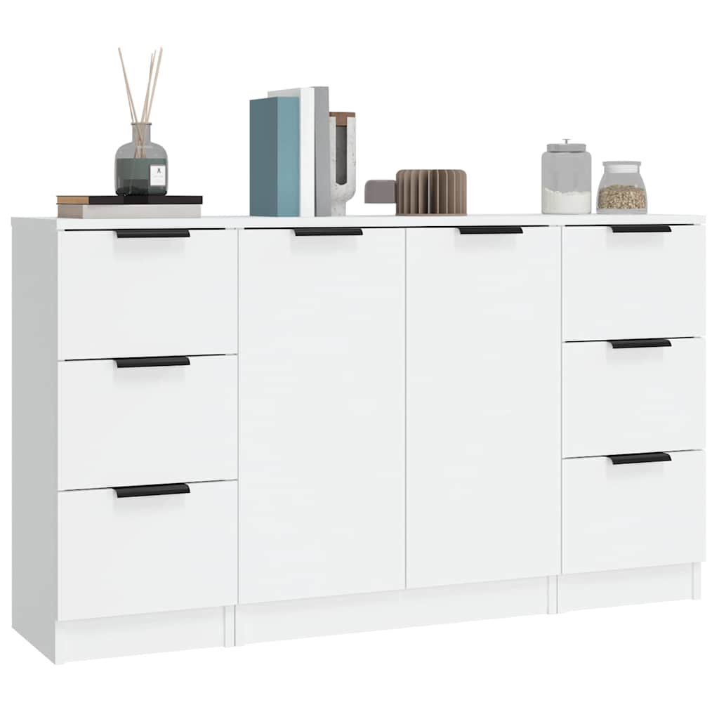 Credenze 3 pz Bianco in Legno Multistrato | homemem39