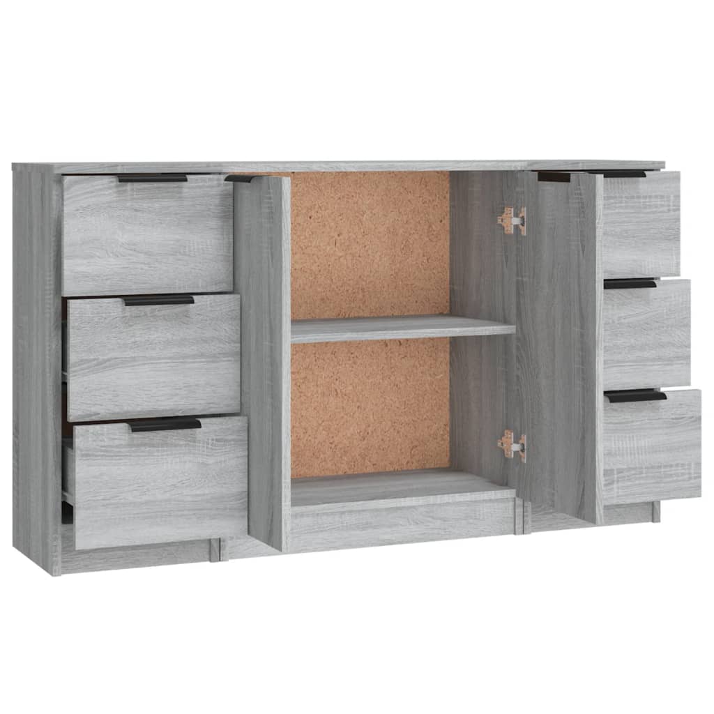 Credenze 3 pz Grigio Sonoma in Legno Multistrato - homemem39