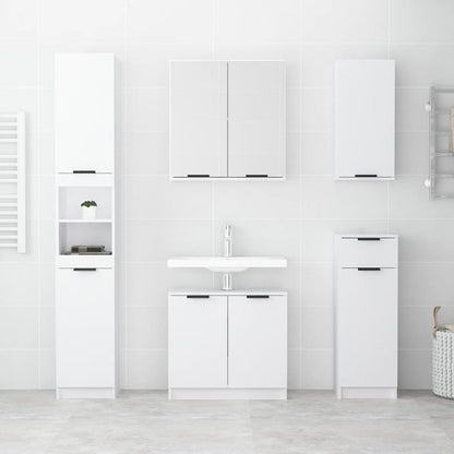 Set di Mobili da Bagno 5 pz Bianco in Legno Multistrato