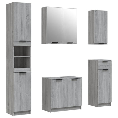 Set Mobili da Bagno 5 pz Grigio Sonoma in Legno Multistrato | homemem39