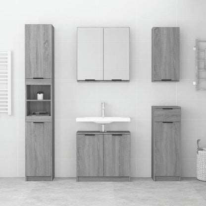 Set Mobili da Bagno 5 pz Grigio Sonoma in Legno Multistrato | homemem39