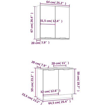 Set di Mobili da Bagno 2 pz Bianco in Legno Multistrato