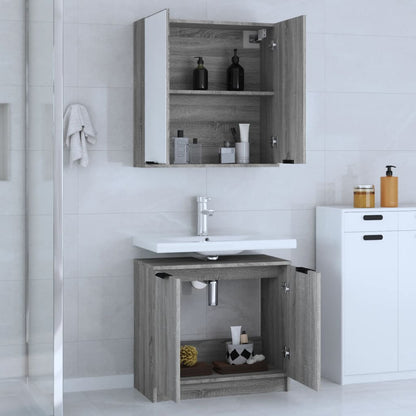Set Mobili da Bagno 2 pz Grigio Sonoma in Legno Multistrato | homemem39
