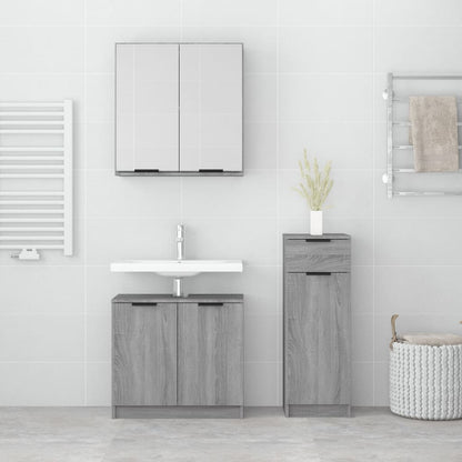 Set Mobili da Bagno 3 pz Grigio Sonoma in Legno Multistrato | homemem39
