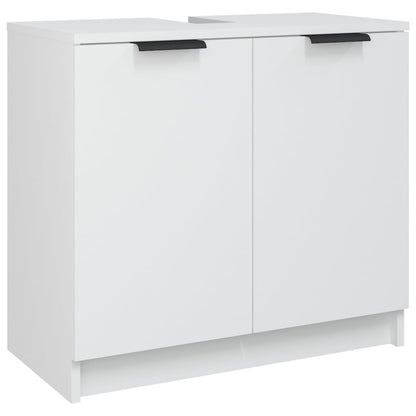 Set di Mobili da Bagno 3 pz Bianco in Legno Multistrato