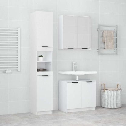Set di Mobili da Bagno 3 pz Bianco in Legno Multistrato