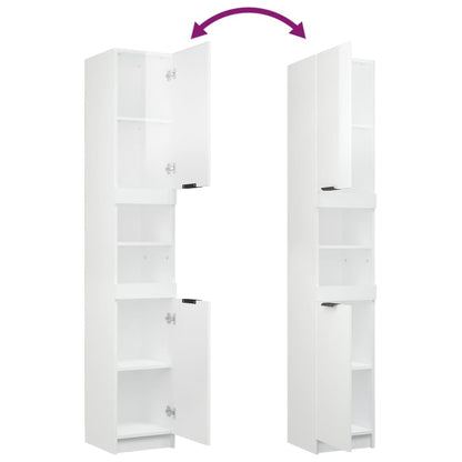 Set Mobili da Bagno 3 pz Bianco Lucido in Legno Multistrato