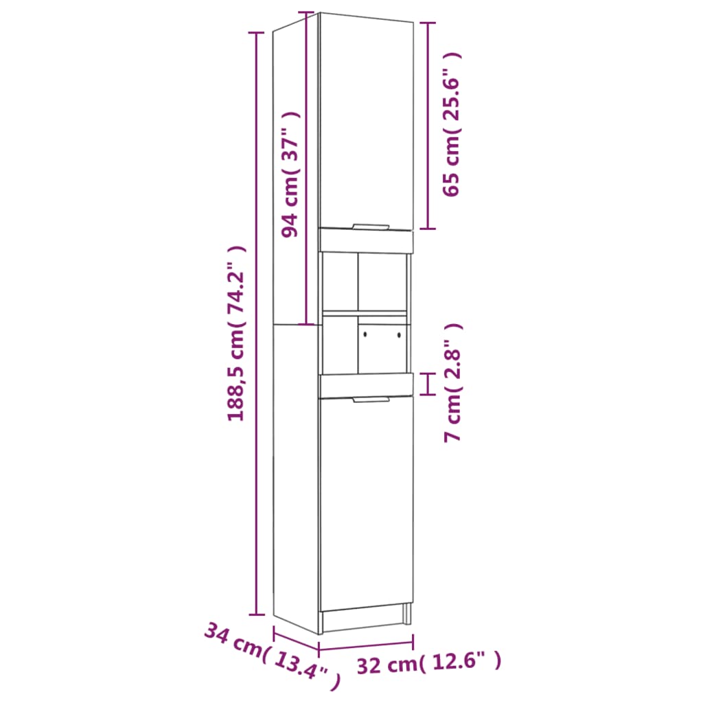 Set Mobili da Bagno 4 pz Rovere Fumo in Legno Multistrato - homemem39