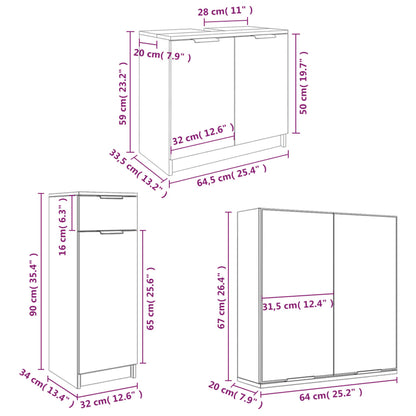 Set Mobili da Bagno 4 pz Rovere Fumo in Legno Multistrato - homemem39