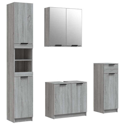Set Mobili da Bagno 4 pz Grigio Sonoma in Legno Multistrato | homemem39