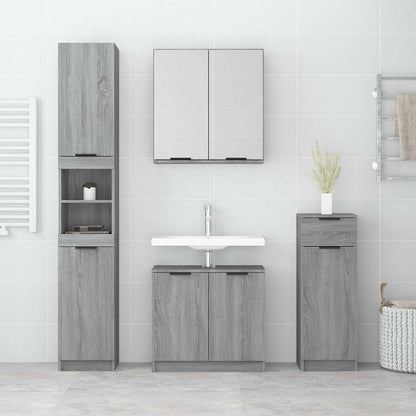Set Mobili da Bagno 4 pz Grigio Sonoma in Legno Multistrato | homemem39