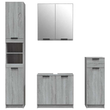 Set Mobili da Bagno 4 pz Grigio Sonoma in Legno Multistrato | homemem39