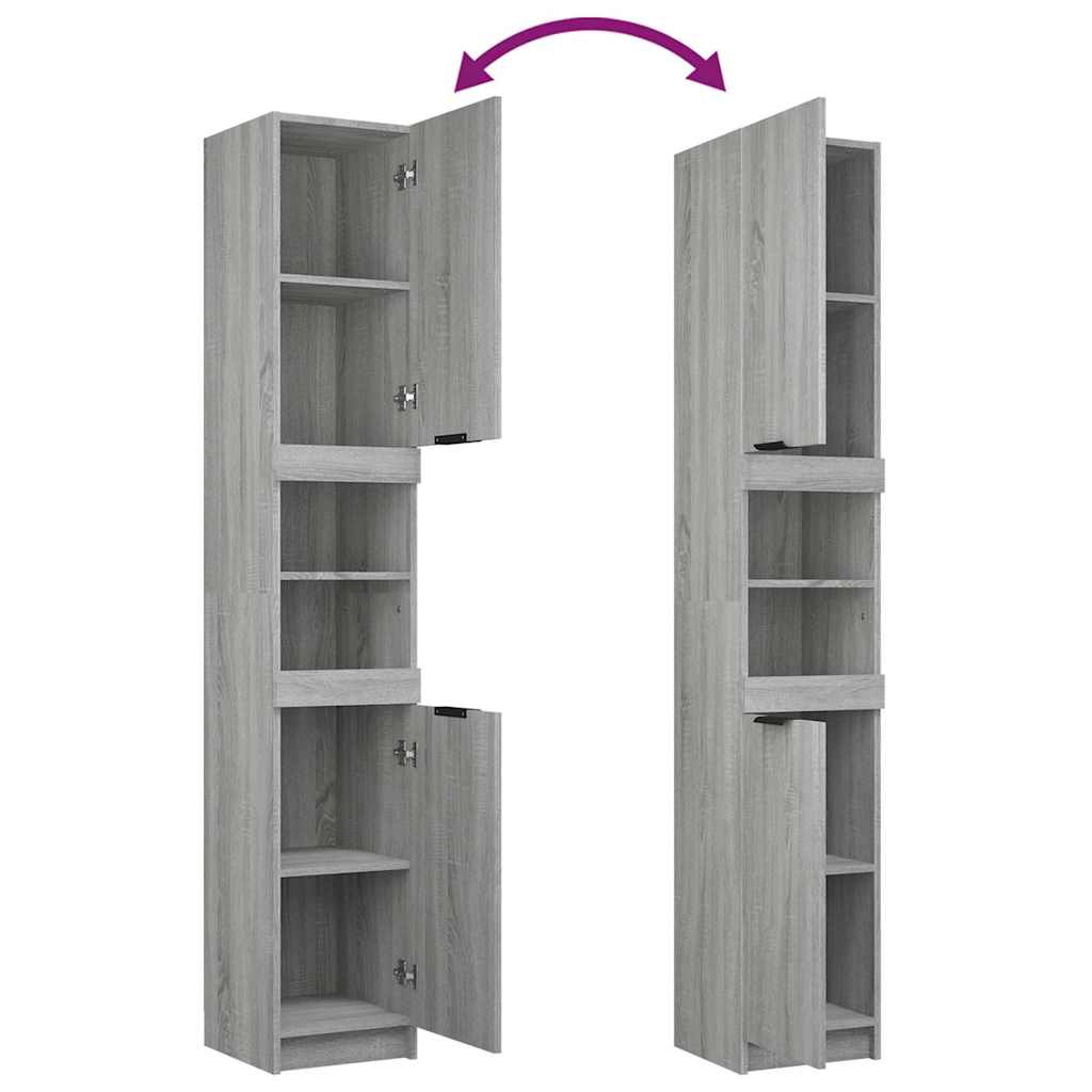 Set Mobili da Bagno 4 pz Grigio Sonoma in Legno Multistrato | homemem39