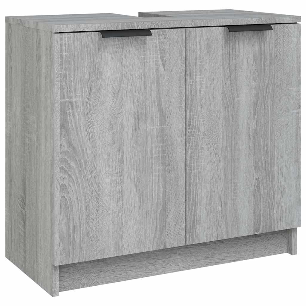Set Mobili da Bagno 4 pz Grigio Sonoma in Legno Multistrato | homemem39
