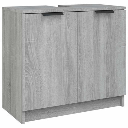 Set Mobili da Bagno 4 pz Grigio Sonoma in Legno Multistrato | homemem39
