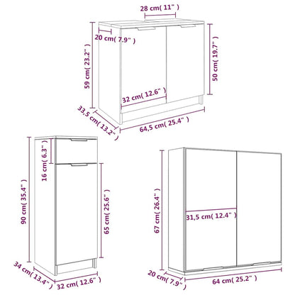 Set Mobili da Bagno 4 pz Grigio Sonoma in Legno Multistrato | homemem39