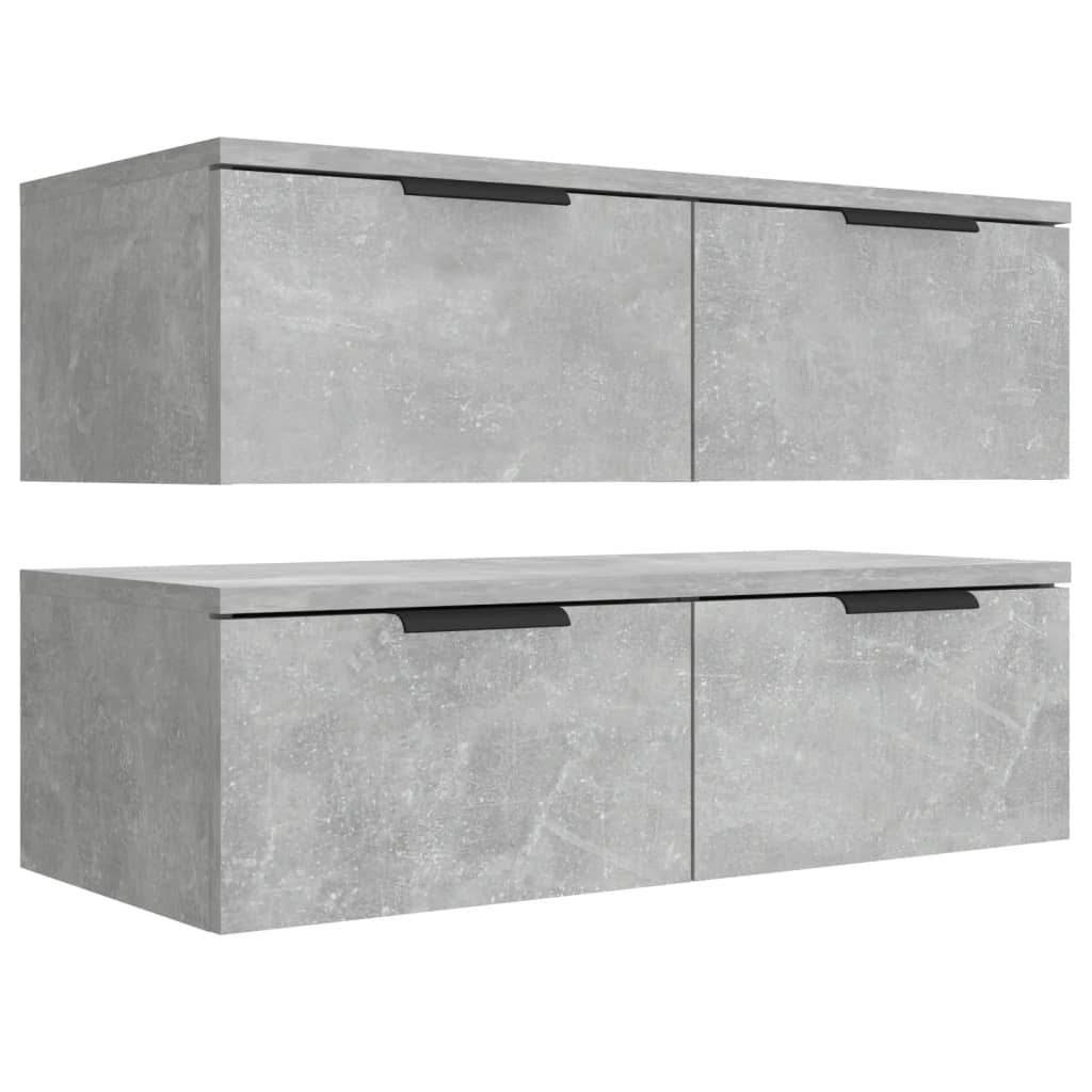 Mobili Pensili 2 pz Grigio Cemento 68x30x20cm Legno Multistrato | homemem39