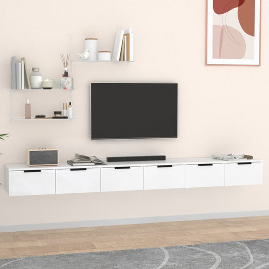 Mobili a Parete 2 pz Bianchi 102x30x20 cm in Legno Multistrato | homemem39