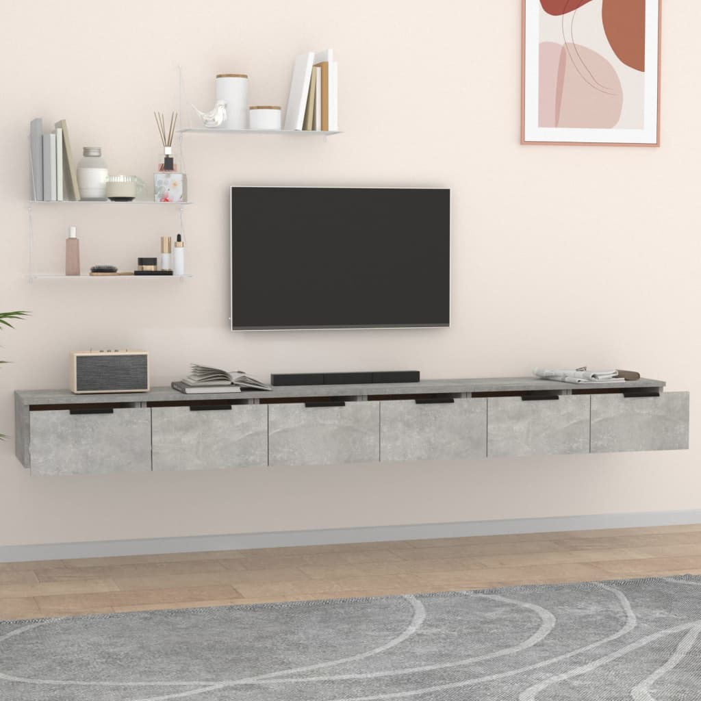Mobili a Muro 2 pz Grigio Cemento 102x30x20cm Legno Multistrato | homemem39