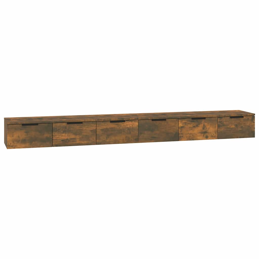 Mobili a Muro 2 pz Rovere Fumo 102x30x20cm in Legno Multistrato
