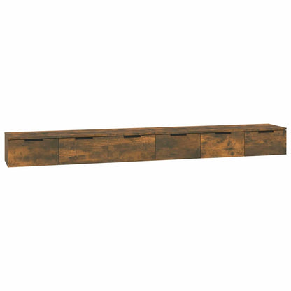 Mobili a Muro 2 pz Rovere Fumo 102x30x20cm in Legno Multistrato