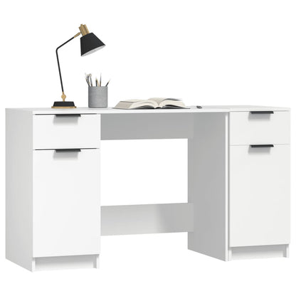Scrivania con Mobile Laterale Bianco in Legno Multistrato