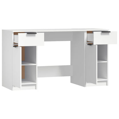 Scrivania con Mobile Laterale Bianco in Legno Multistrato