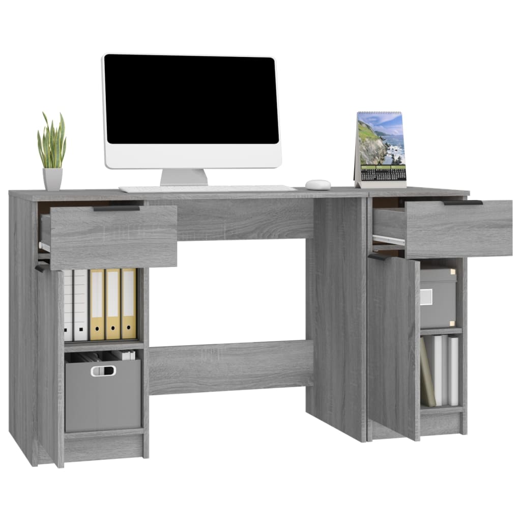 Scrivania con Mobile Laterale Grigio Sonoma Legno Multistrato - homemem39