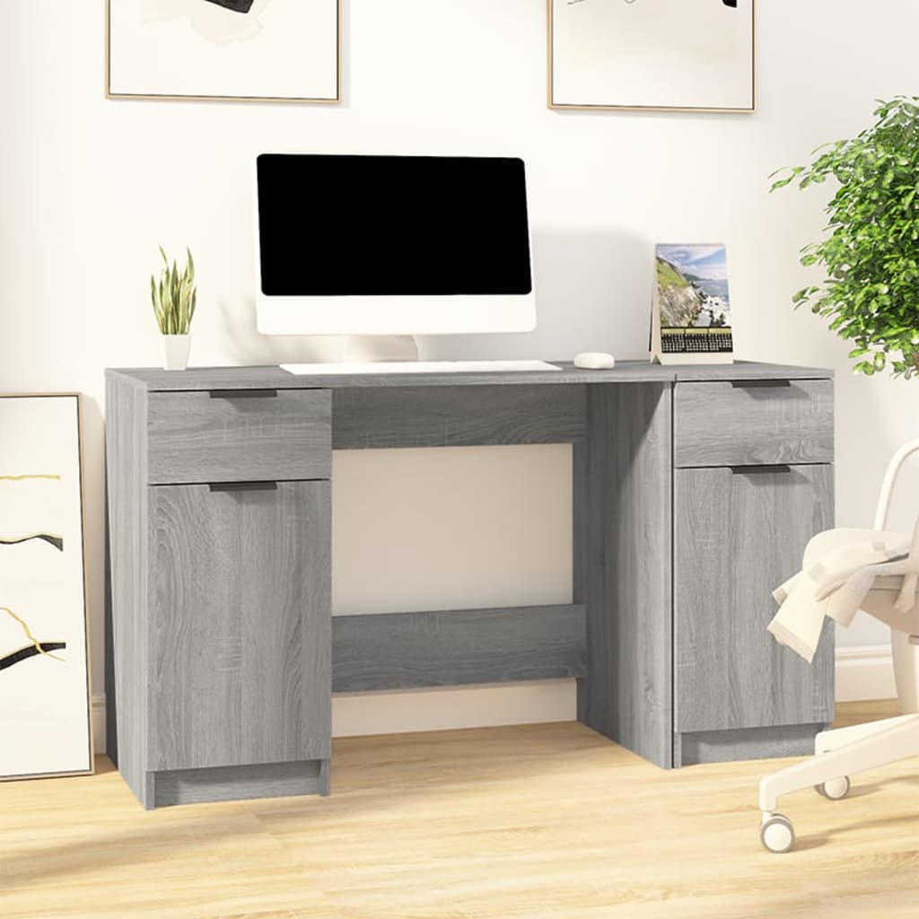 Scrivania con Mobile Laterale Grigio Sonoma Legno Multistrato - homemem39