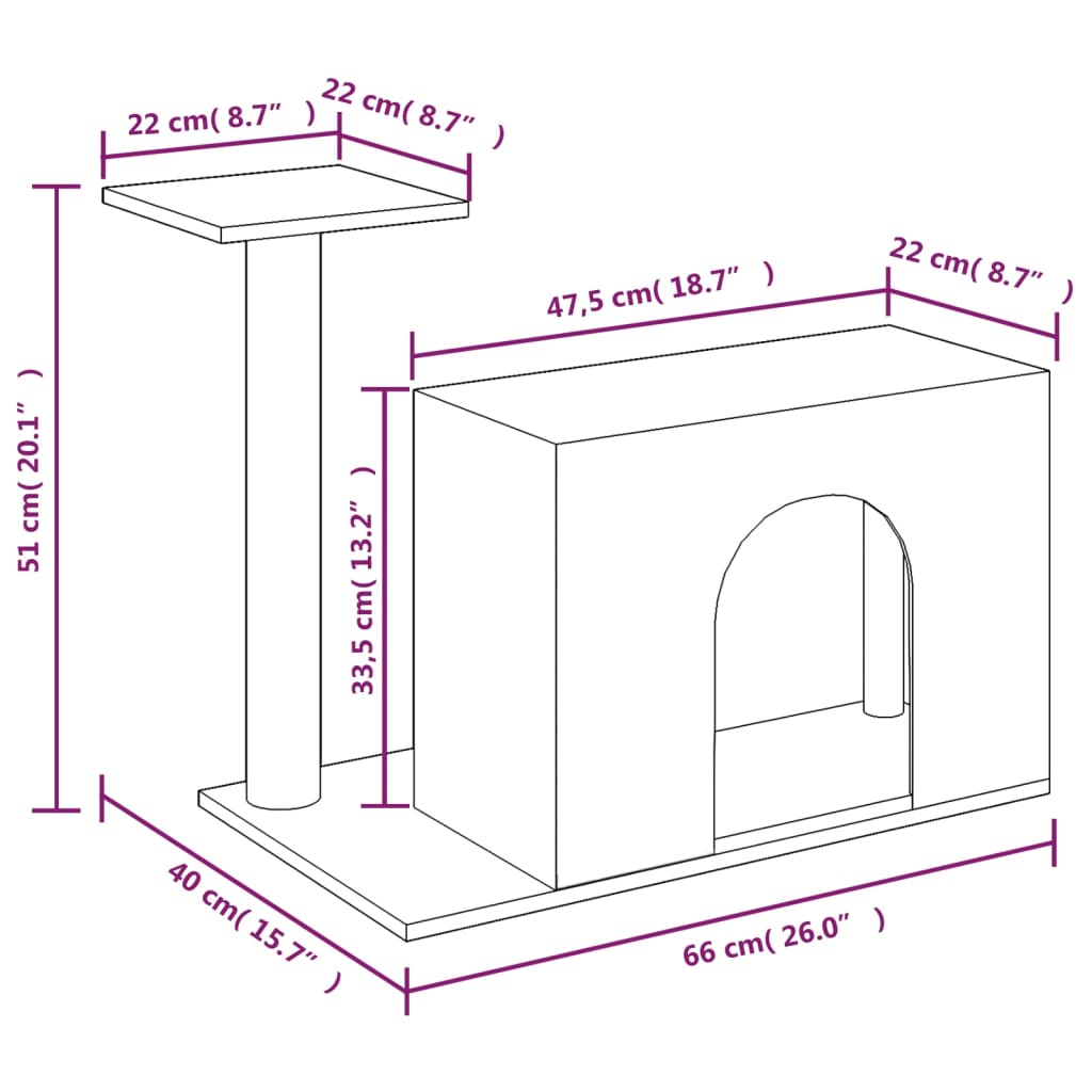 Albero per Gatti con Tiragraffi in Sisal Grigio Scuro 51 cm - homemem39