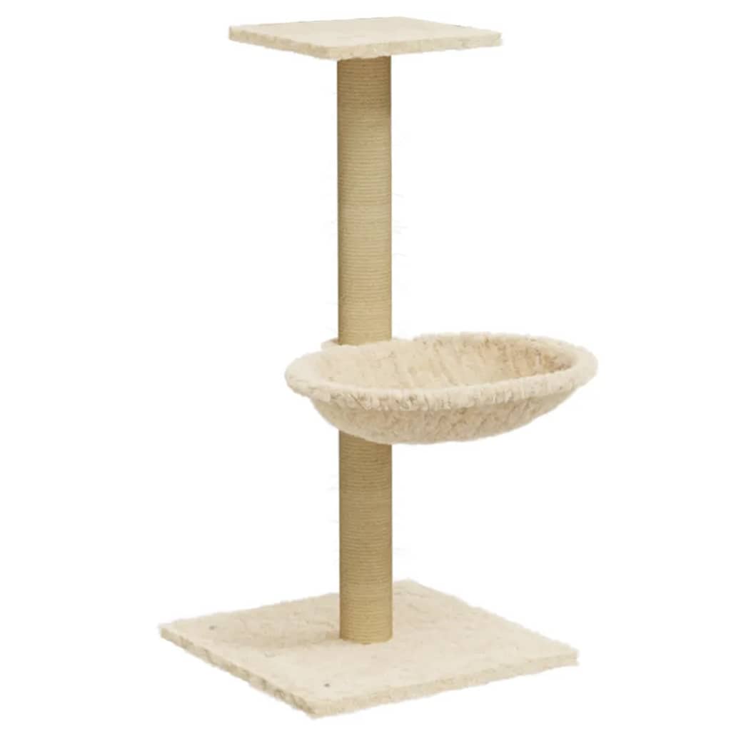 Albero per Gatti con Palo Tiragraffi in Sisal Crema 74 cm | homemem39