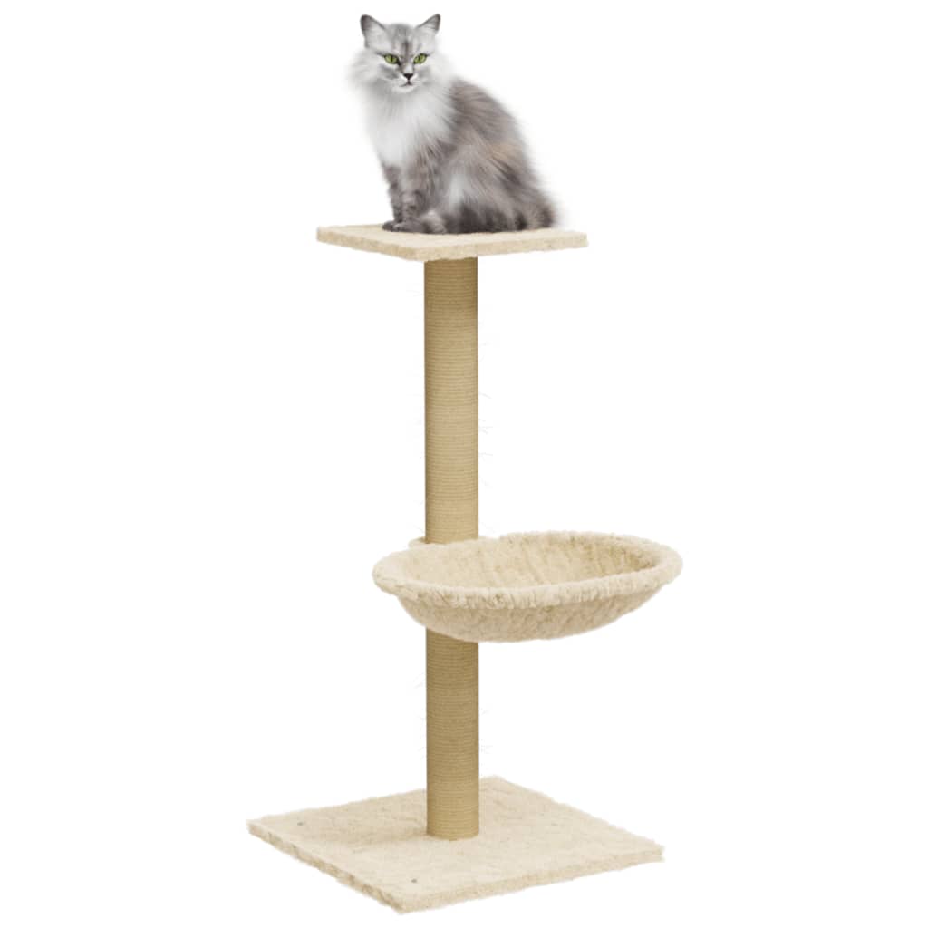 Albero per Gatti con Palo Tiragraffi in Sisal Crema 74 cm | homemem39