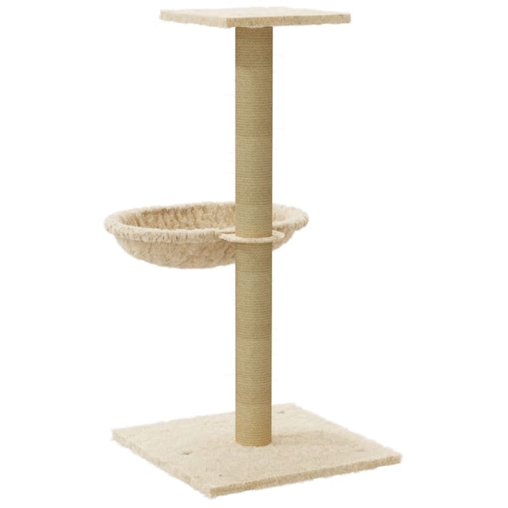 Albero per Gatti con Palo Tiragraffi in Sisal Crema 74 cm | homemem39