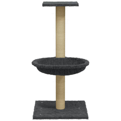 Albero per Gatti con Palo Tiragraffi Sisal Grigio Scuro 74 cm