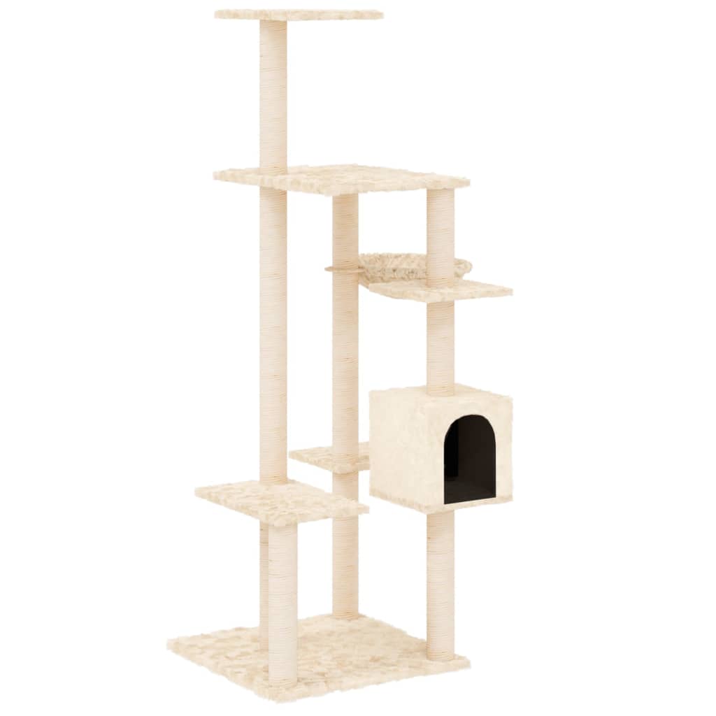 Albero per Gatti con Tiragraffi in Sisal Crema 142 cm - homemem39