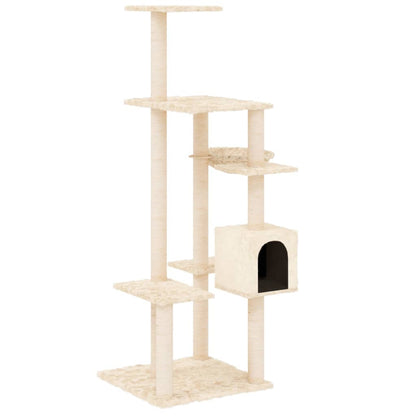 Albero per Gatti con Tiragraffi in Sisal Crema 142 cm - homemem39