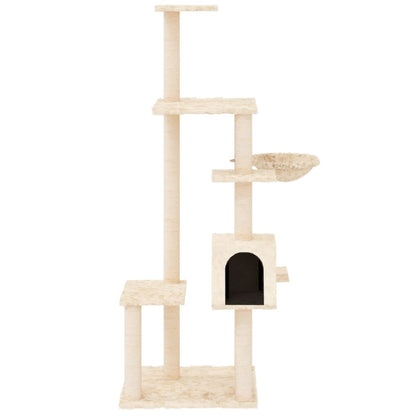 Albero per Gatti con Tiragraffi in Sisal Crema 142 cm - homemem39
