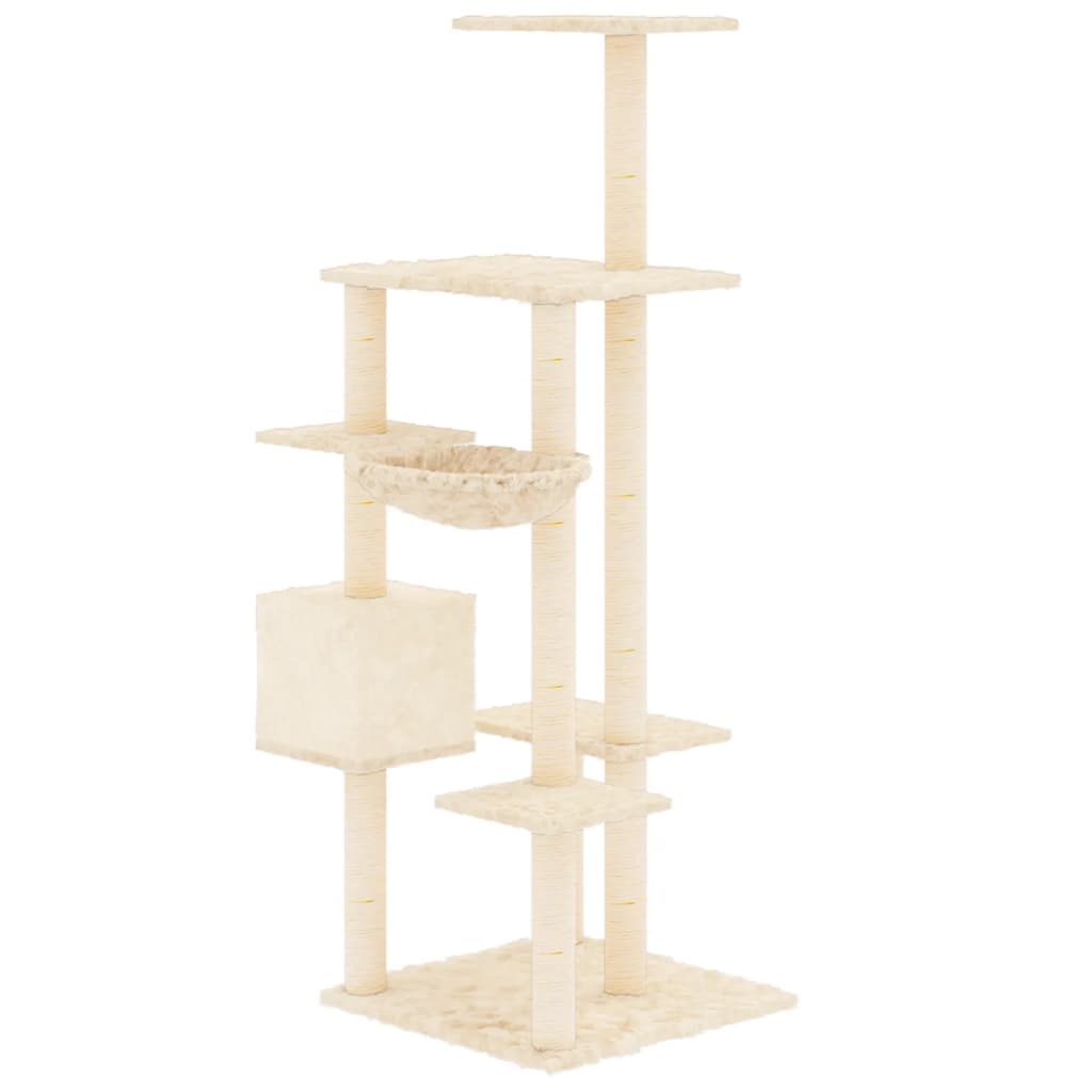 Albero per Gatti con Tiragraffi in Sisal Crema 142 cm - homemem39