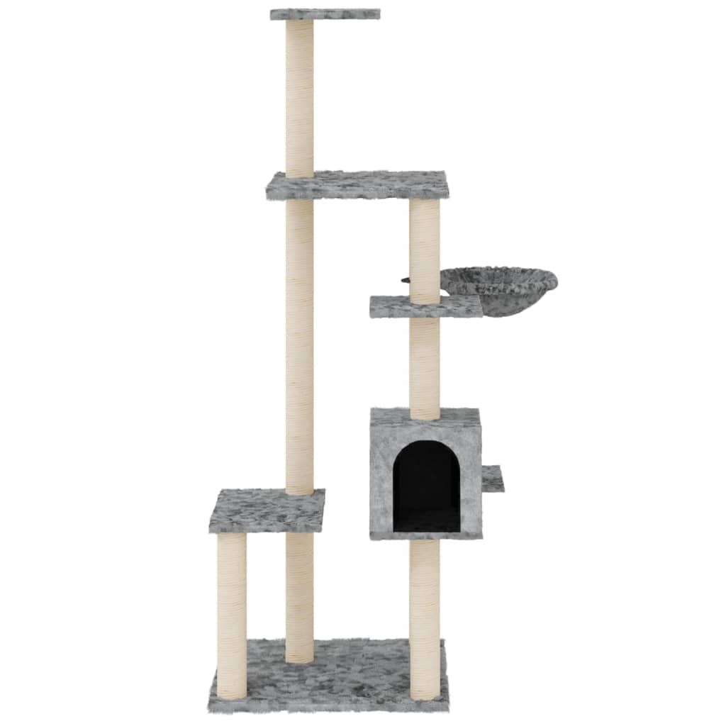 Albero per Gatti con Tiragraffi in Sisal Grigio Chiaro 142 cm - homemem39