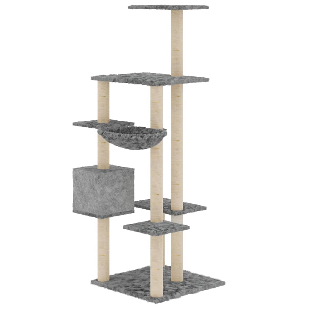 Albero per Gatti con Tiragraffi in Sisal Grigio Chiaro 142 cm - homemem39