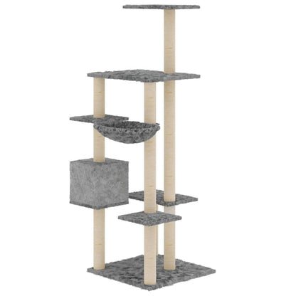Albero per Gatti con Tiragraffi in Sisal Grigio Chiaro 142 cm - homemem39