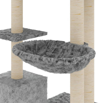 Albero per Gatti con Tiragraffi in Sisal Grigio Chiaro 142 cm - homemem39