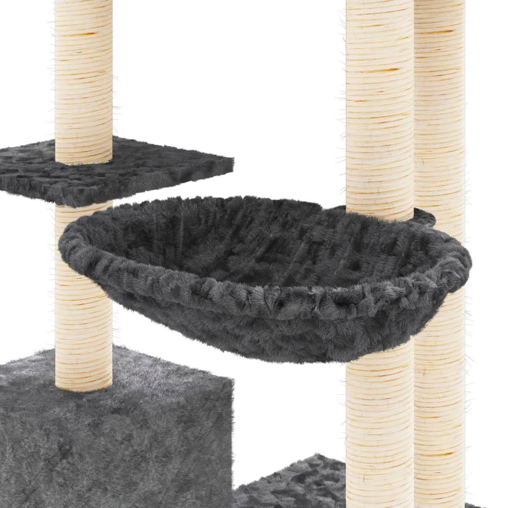 Albero per Gatti con Tiragraffi in Sisal Grigio Scuro 142 cm - homemem39