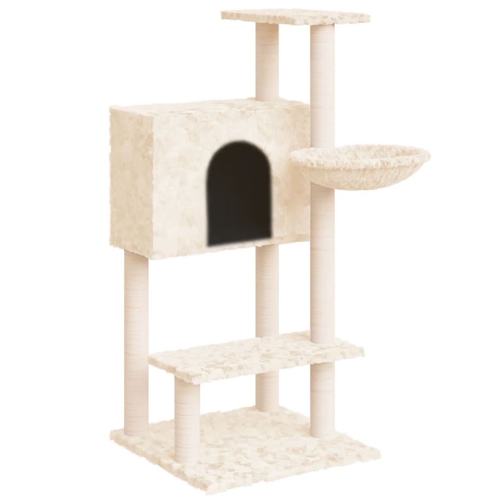Albero per Gatti con Tiragraffi in Sisal Crema 108,5 cm - homemem39