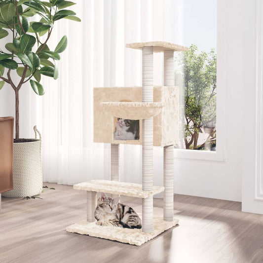 Albero per Gatti con Tiragraffi in Sisal Crema 108,5 cm - homemem39