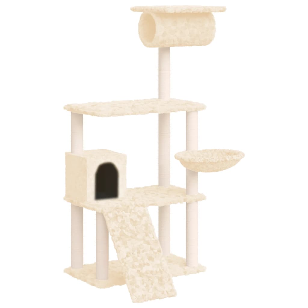 Albero per Gatti con Tiragraffi in Sisal Crema 131 cm - homemem39