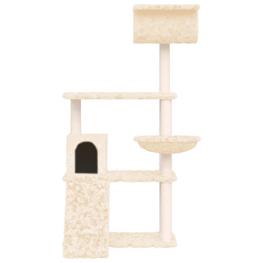Albero per Gatti con Tiragraffi in Sisal Crema 131 cm - homemem39