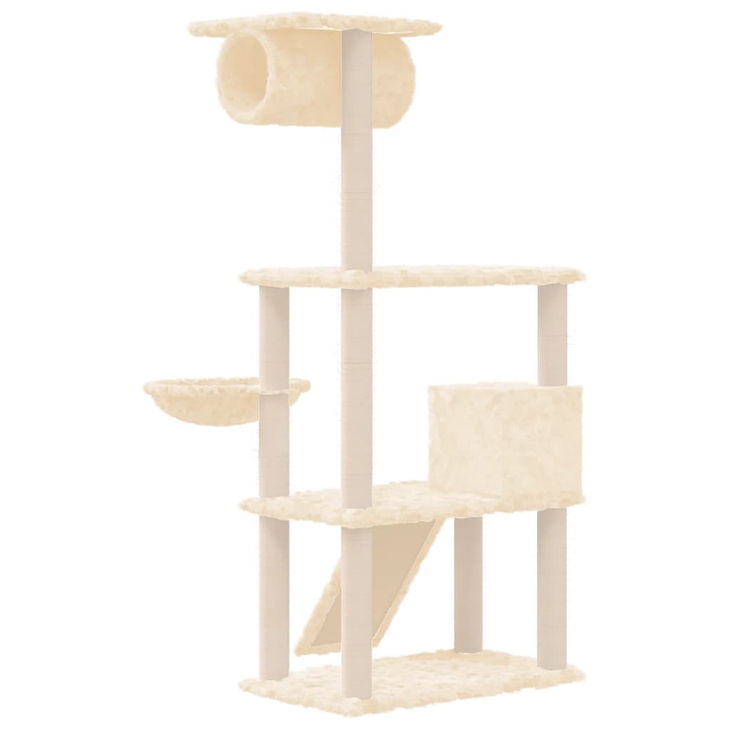 Albero per Gatti con Tiragraffi in Sisal Crema 131 cm - homemem39